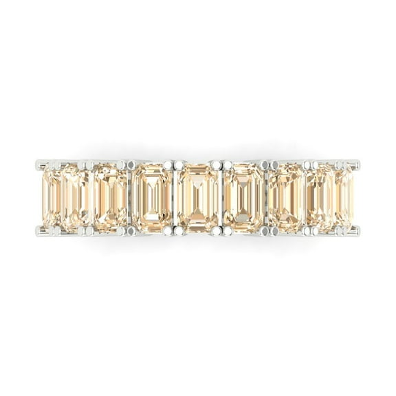 2.61 ctw Wedding Band for Women - 18K White Gold Natural Morganite Stackable Eternity Ring