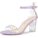 thumbnail image 1 of Sandalias de Tacón Allegra K Correa de Tobillo Tacón de bloque transparente Mujer Morado claro 39, 1 of 7