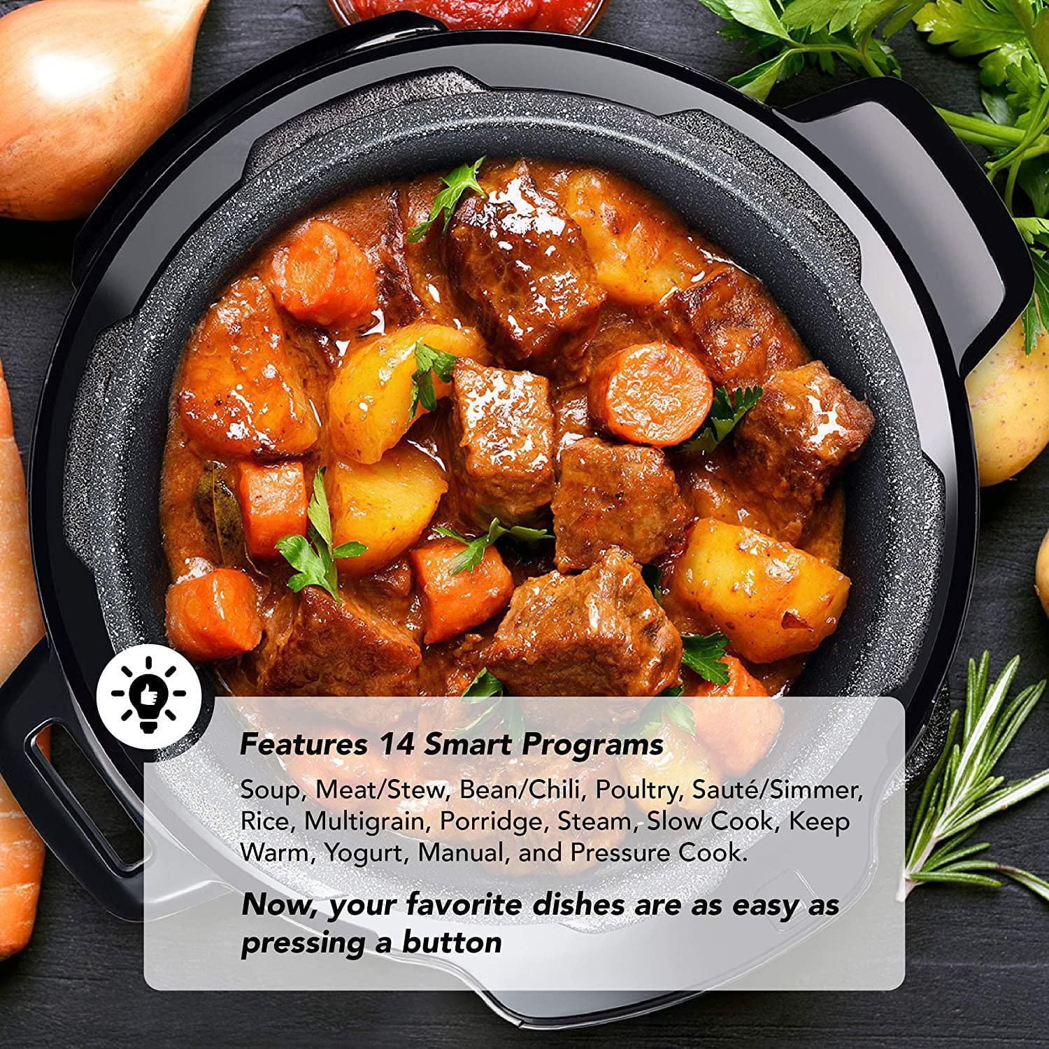 GraniteStone Diamond 12-in-1 Multicooker with LED Display, Electric Pressure Cooker, Slow Cooker, Rice Cooker, Steamer, Saute, Yogurt Maker and Warmer, 6 Quart, 12 Pre-Set Functions