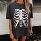 thumbnail image 4 of Pntutb Moda Mujer Verano Cuello Redondo Mangas Caídas Ocio Manga Corta Impresión tops Pntutb Pntutb-2447, 4 of 6
