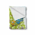 thumbnail image 2 of Funny Soft Flannel Fleece Blanket, Cartoon Group of Fun Colorful Canary Bird Family on Oak Branches Animal Illustration, Cozy Plush for Indoor and Outdoor Use, 60" x 80", Multicolor, by Ambesonne, 2 of 6