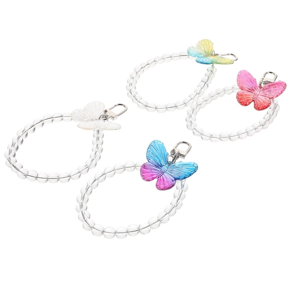 MLINS 4 Pcs Keychain Wrist Acrylic Butterfly Hanging Secure Holder