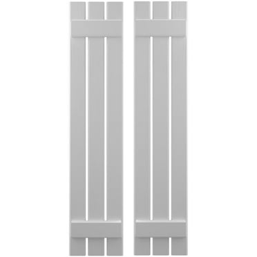 Ekena Millwork 11 1/2"W x 69"H Americraft Three Board (2 Batten) Exterior Real Wood Spaced Board-n-Batten Shutters (Per Pair), Primed
