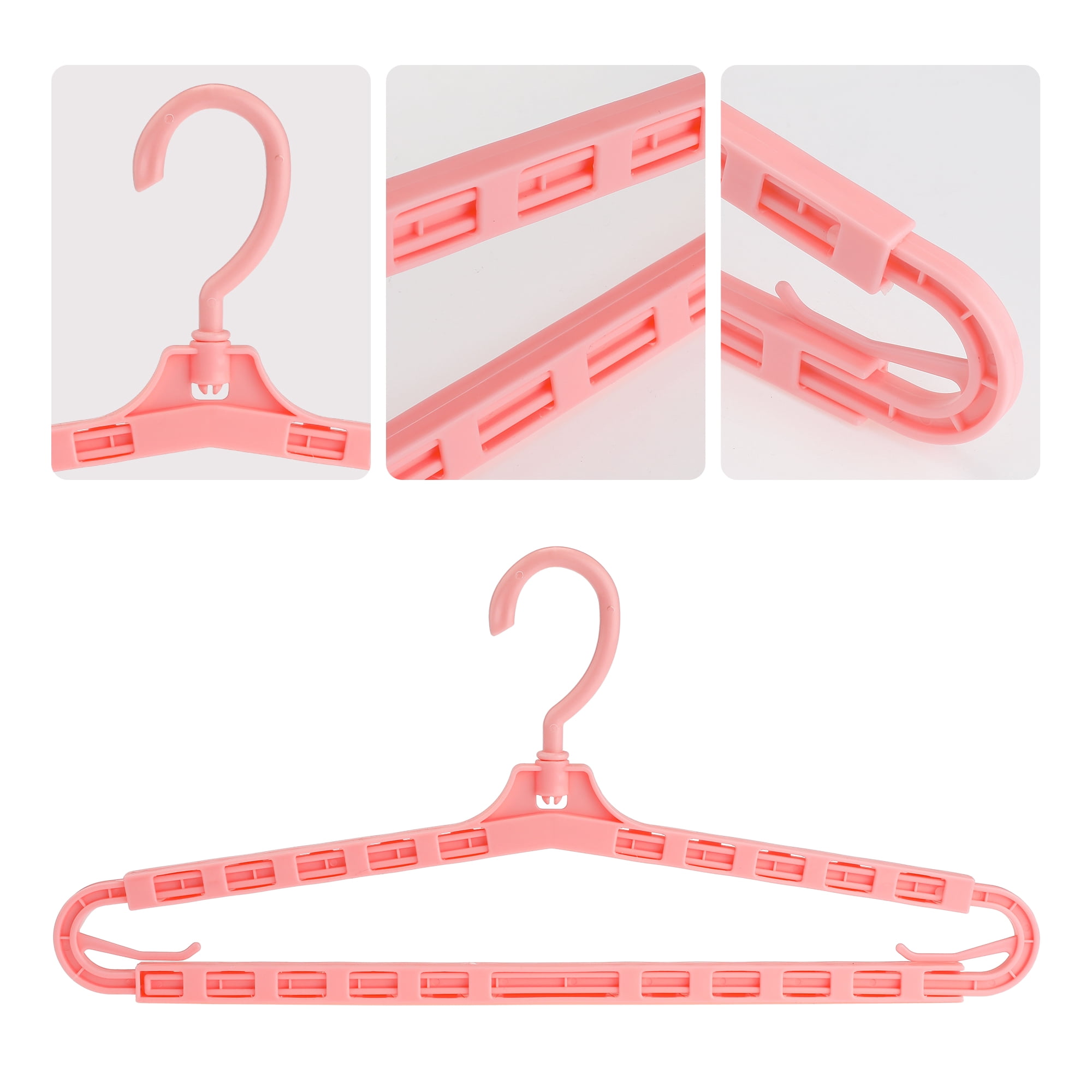REGALWOVEN 10 Pack Extra Large Hangers, Adjustable Shoulder Clothes Hangers, Sturdy Plastic Hangers for Sweaters and Oversized Garments Pink