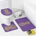 thumbnail image 4 of 4Pcs Gold Pineapple on Light Pink Shower Curtain Sets, Bathroom Set Decor with Non-Slip Bath Mat, Toilet Lid Rug and Contour Mat, 72 x 72inch, 4 of 8