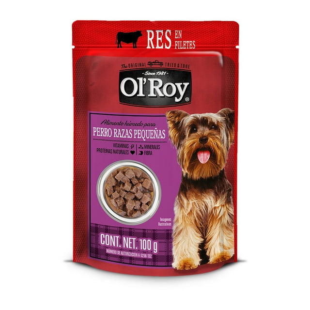 ALIMENTO HÚMEDO PARA PERRO OL'ROY RAZAS PEQUEÑAS RES EN FILETES 100 G