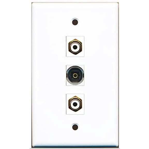 RiteAV - 2 Port RCA White and 1 Port Toslink Wall Plate