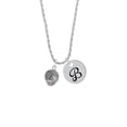 thumbnail image 2 of Delight Jewelry Silvertone Volleyball Spinner Silvertone Script Initial Disc - B - Charm Necklace, 20"+3", 2 of 4