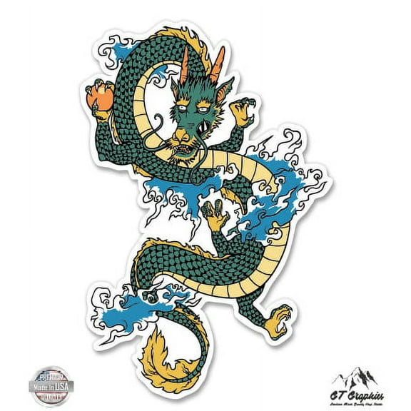 Japanese Dragon - 3" Vinyl Sticker - For Car Laptop I-Pad Phone Helmet Hard Hat - Waterproof Decal