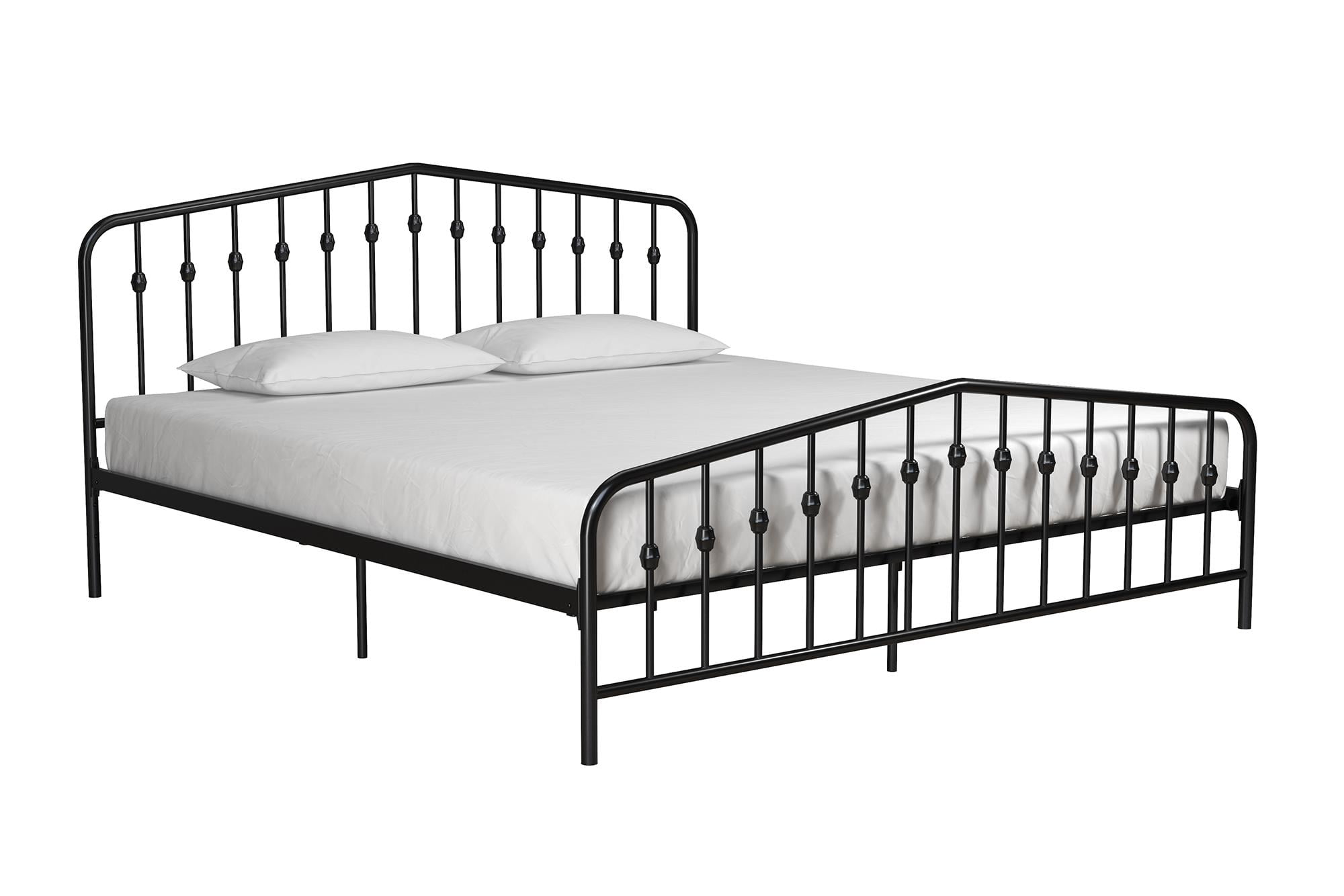 King Size Metal Vintage Black Platform Bed Frame with Headboard