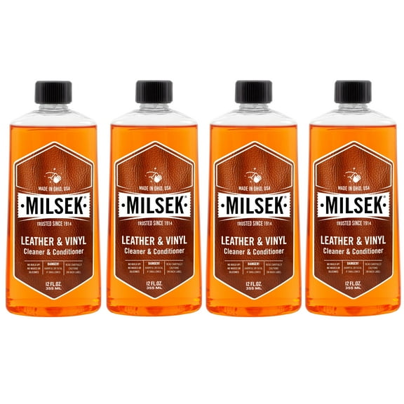Milsek Leather & Vinyl Cleaner & Conditioner, 12-Ounce, Pack of 4