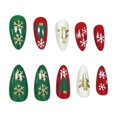 thumbnail image 2 of Long Christmas Press on Nails 24Pcs, Snowflake Tree Red Green Spooky Fake Nails Set, Reusable False Nails for Holiday Party Daily Wear Women Girls, Christmas Nail Art, 2 of 9