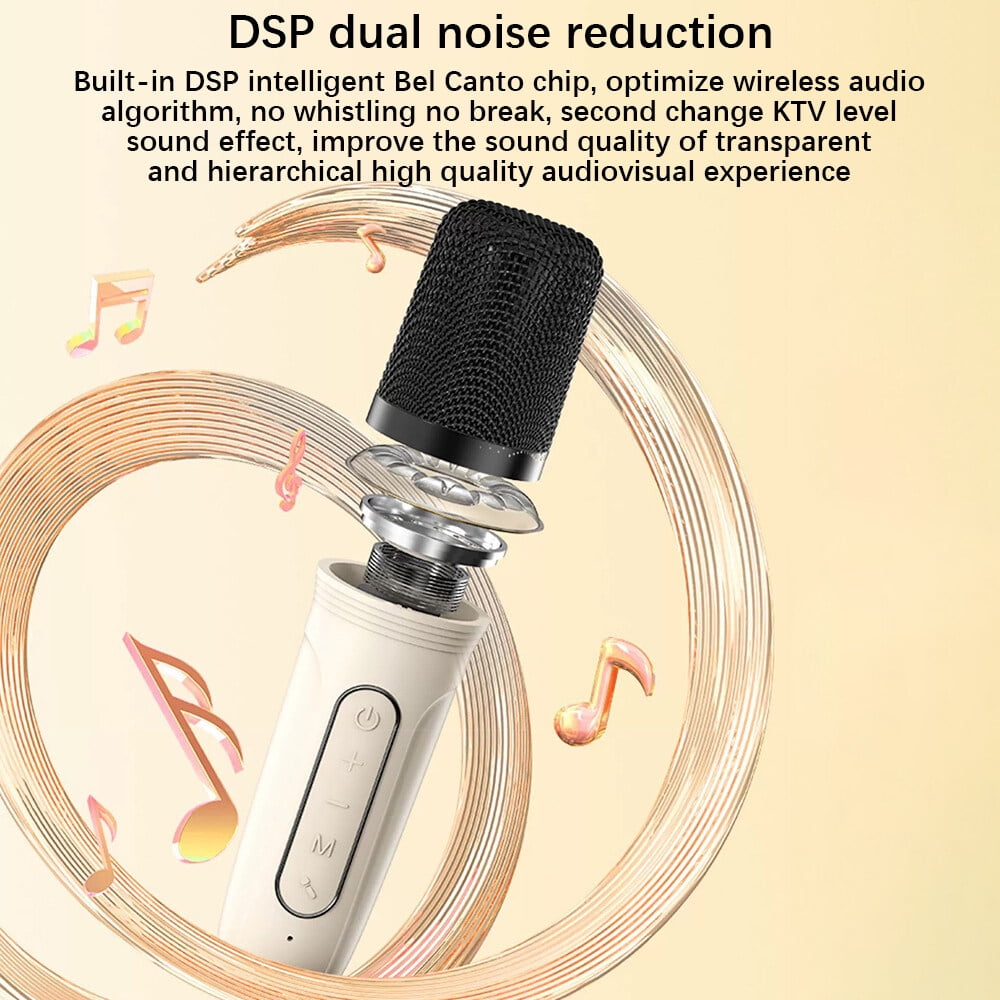 Mini Karaoke Machine with 2 Wireless Microphones Portable BT Speaker Rechargeable 5W LED Colorful Changing Lighting Handheld Mic Karaoke Speaker Gifts for Girls Boys Birthday Party Home KTV Set