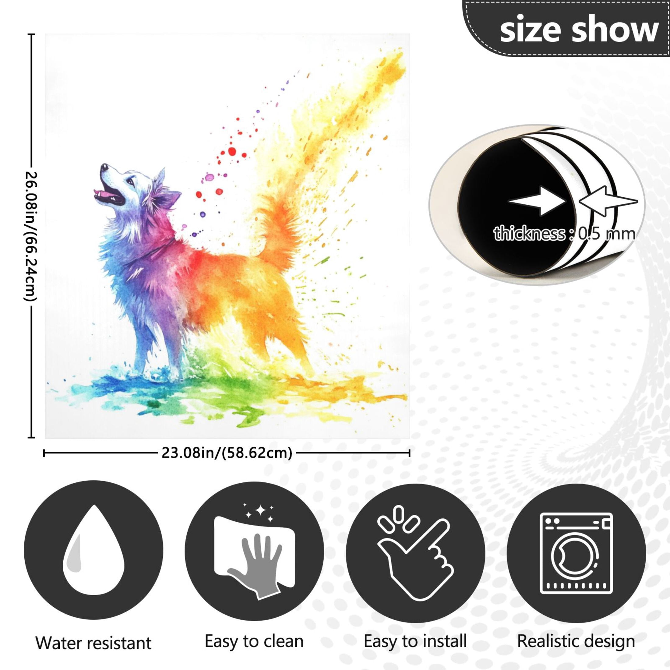 Dishwasher Magnetic Sticker 23x26 Inch Refrigerator Magnetic Sticker Washing Machine Magnetic Sticker Kitchen Panel Magnetic Sticker Home Decor Rainbow Cute Dog