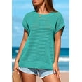thumbnail image 3 of PRETTYGARDEN Womens Spring Tops Summer Shirts Crochet Cap Sleeve Sweater Pullover Cute Crew Neck Beach Cover Ups, 3 of 8