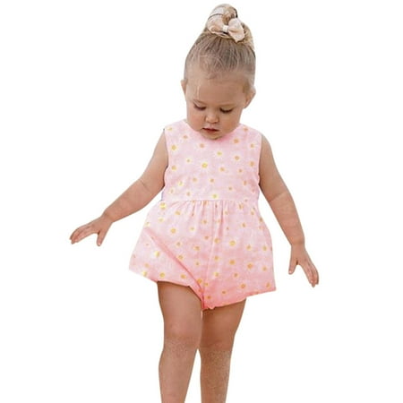

Toddler Girls Bodysuits Bowknot Sleeveless Sunflower Printed Daily Kids Children Clothes Cartoon Trendy Soft Cute Outwear Streetwear Spring Summer Rompers Jumpsuits