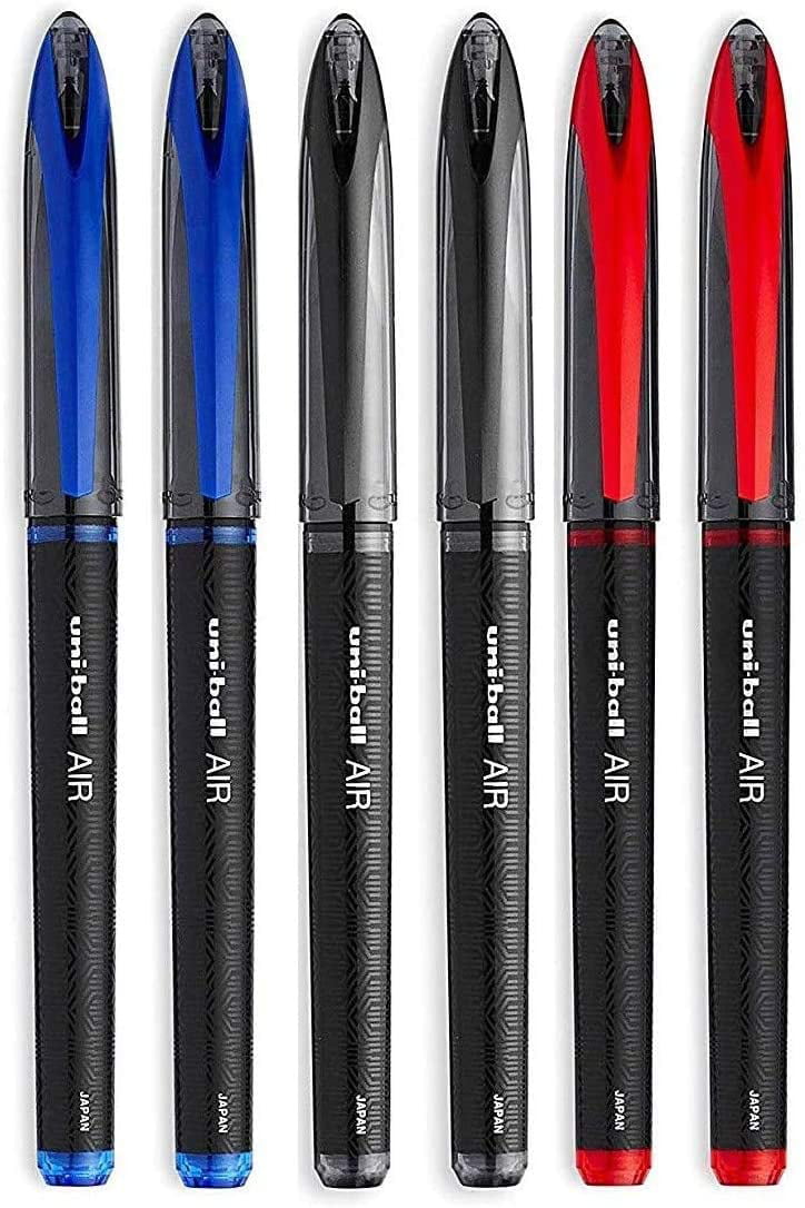 2 Red 2 Black UniBall AIR MICRO 0.5mm Rollerball Pen,Set of 6 Pens 2 Blue 