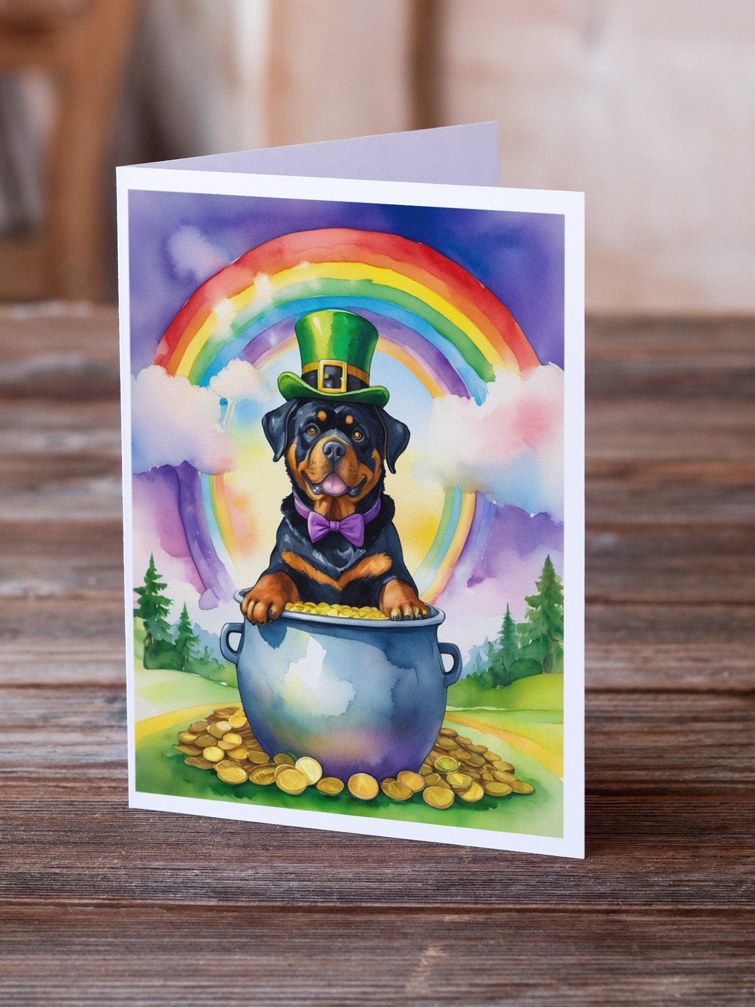 Rottweiler St Patrick's Day Greeting Cards Pack of 8 7 in x 5 in