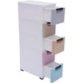 thumbnail image 5 of Plastic Stackable Storage Cart 5 Drawer Containers Storage Organizer Unit Mobile Stacking Bins [Multi Color A 7.9"x15.7"x33.1"], 5 of 9