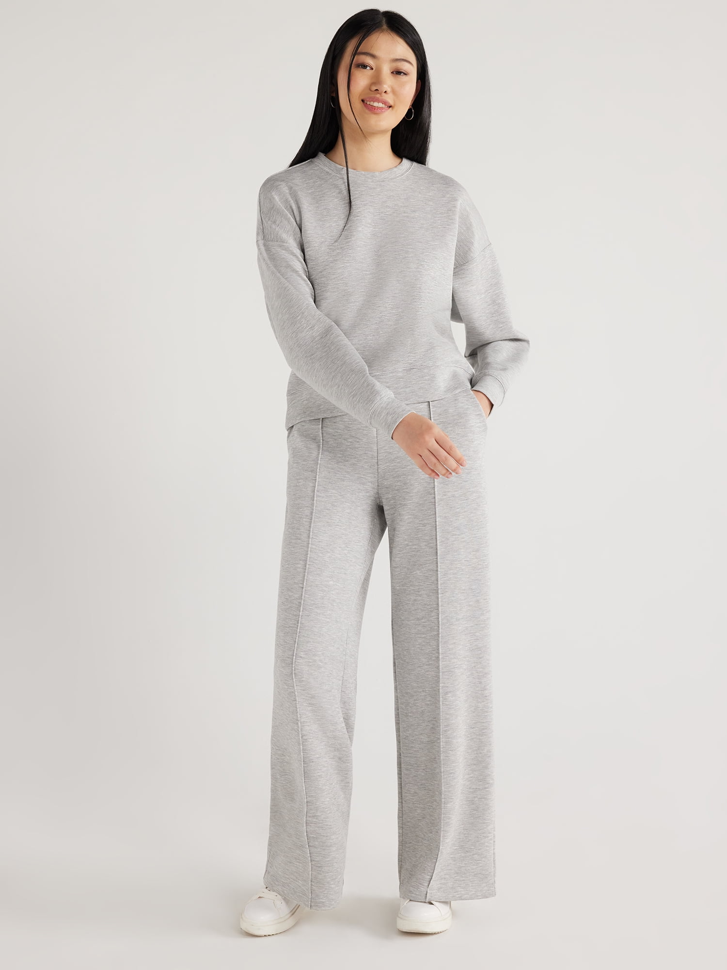 Scoop Women's and Women's Plus Ultimate Scubaknit Cropped Sweatshirt with Drop Sleeves, Size XS-4X