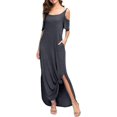 thumbnail image 7 of Aiyino Women's Summer Casual Loose Long Dress Cold Shoulder Short Sleeve Split Maxi Dresses, 7 of 7