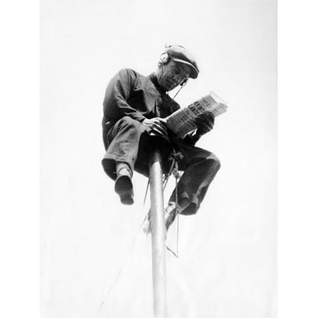 Art.com Alvin 'Shipwreck' Kelly Sitting on a 39 Foot Flagpole Atop Eight-Story Hotel St Francis in Newark Photo, 18" x 24"