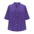 thumbnail image 4 of VBVC No Boundaries Women's Short Sleeve Button Down TShirts,Womens Solid Blouses Tops with Pocket,Oversized Tunic Tops For Women,*1-Purple,Size L, 4 of 6