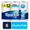 Sparkle Pick-A-Size Paper Towels, White, 6 Double Rolls = 12 Regular Rolls, 126 2-Ply Sheets Per Roll