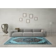 thumbnail image 3 of Ahgly Company Indoor Round Oriental Light Blue Industrial Area Rugs, 3' Round, 3 of 4