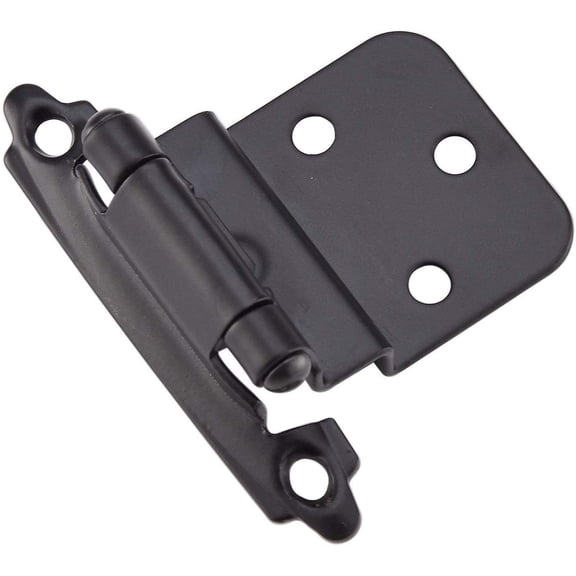 Black Steel Self-Closing Cabinet Door Hinges with Mounting Screws for Kitchen Cabinets 1/2 Inch