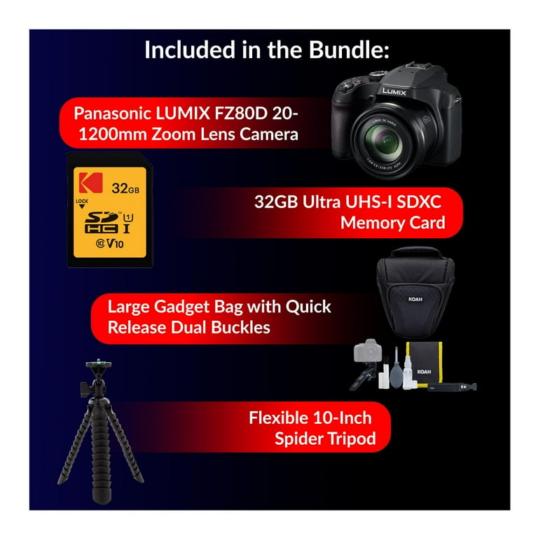 Panasonic LUMIX FZ80D 20-1200mm Zoom Lens Point and Shoot