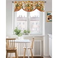 thumbnail image 3 of Autumn Theme Tie Up Valances Curtain, Adjustable Kitchen Orange Pumpkin Floral Maple Leaf Linen Texture Valances for Windows Decor, Rod Pocket Short Curtains Set for Bedroom/Bathroom, 42"x12", 3 of 8