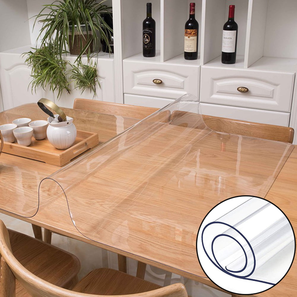 1mm PVC Clear Tablecloth Waterproof Table Protector Kitchen Dining Room Decor US 