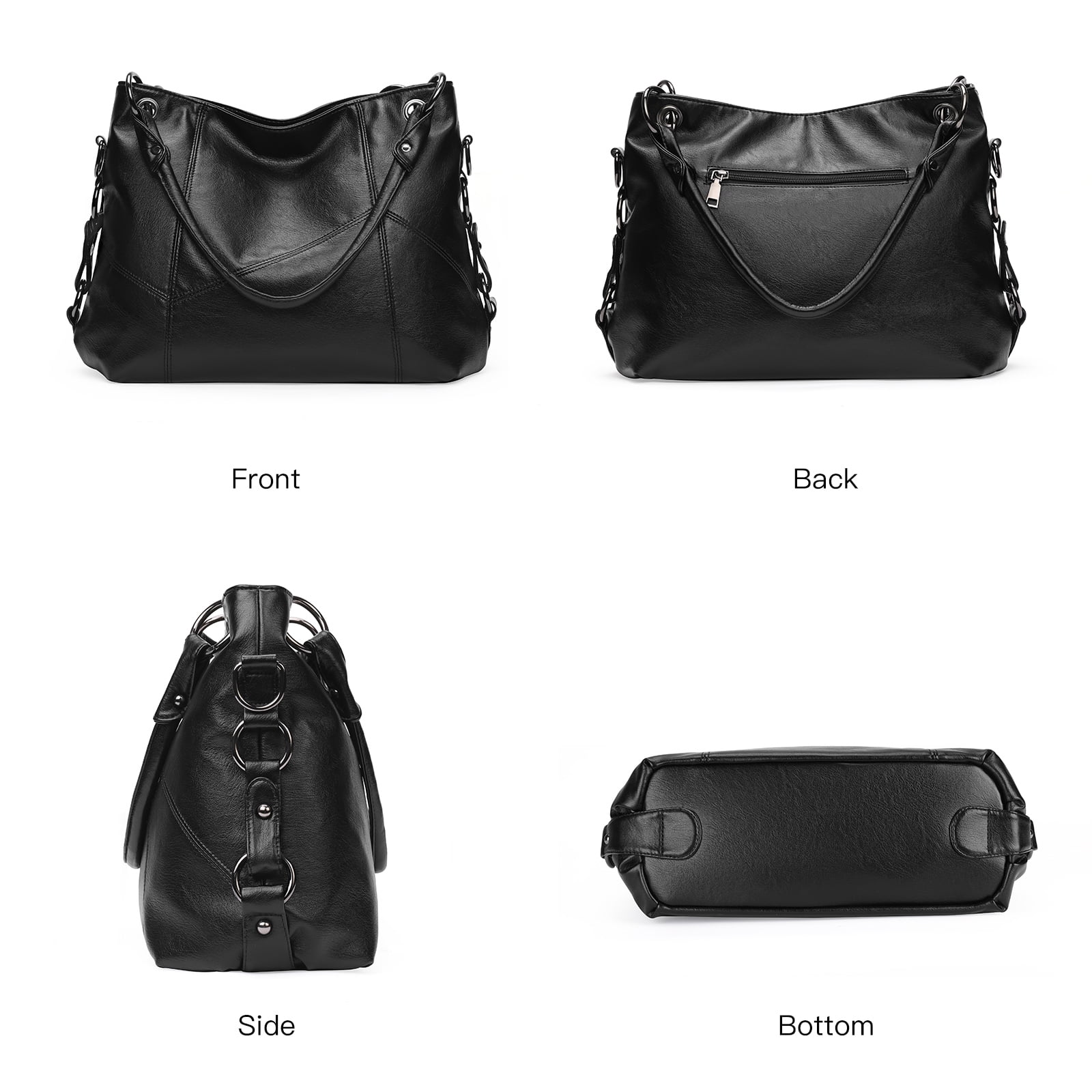 KALUNMA Genuine Leather Hobo Bag for Women Large Tote Shoulder Handbag Satchel for Laptop Work Ladies