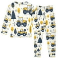 thumbnail image 2 of FORMRS Long Sleeve Top and Pants Pajama Set for Niños 2-Piece Sleepwear, Sizes 18M-8Y, Yellow Cartoon Truck Pattern, 2 of 6