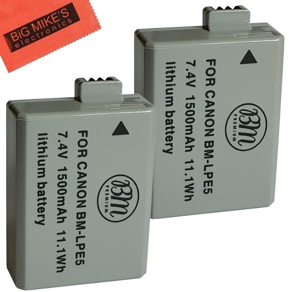 BM Premium Lot de 2 Batteries LP-E5 pour Canon EOS Rebel TP, Rebel T1i, Rebel XSi, 1000D, 500D, 450D, Kiss X3, Kiss X2, Kiss F Appareil Photo Reflex Numérique