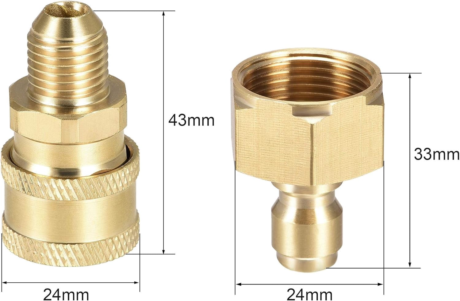MKEUDQ-Garden Hose Brass Quick Connect Set Fittings M14x1.5 Male & M22 Female Thread Water Hose Connectors Pressure Washer Adapters, 2 Sets