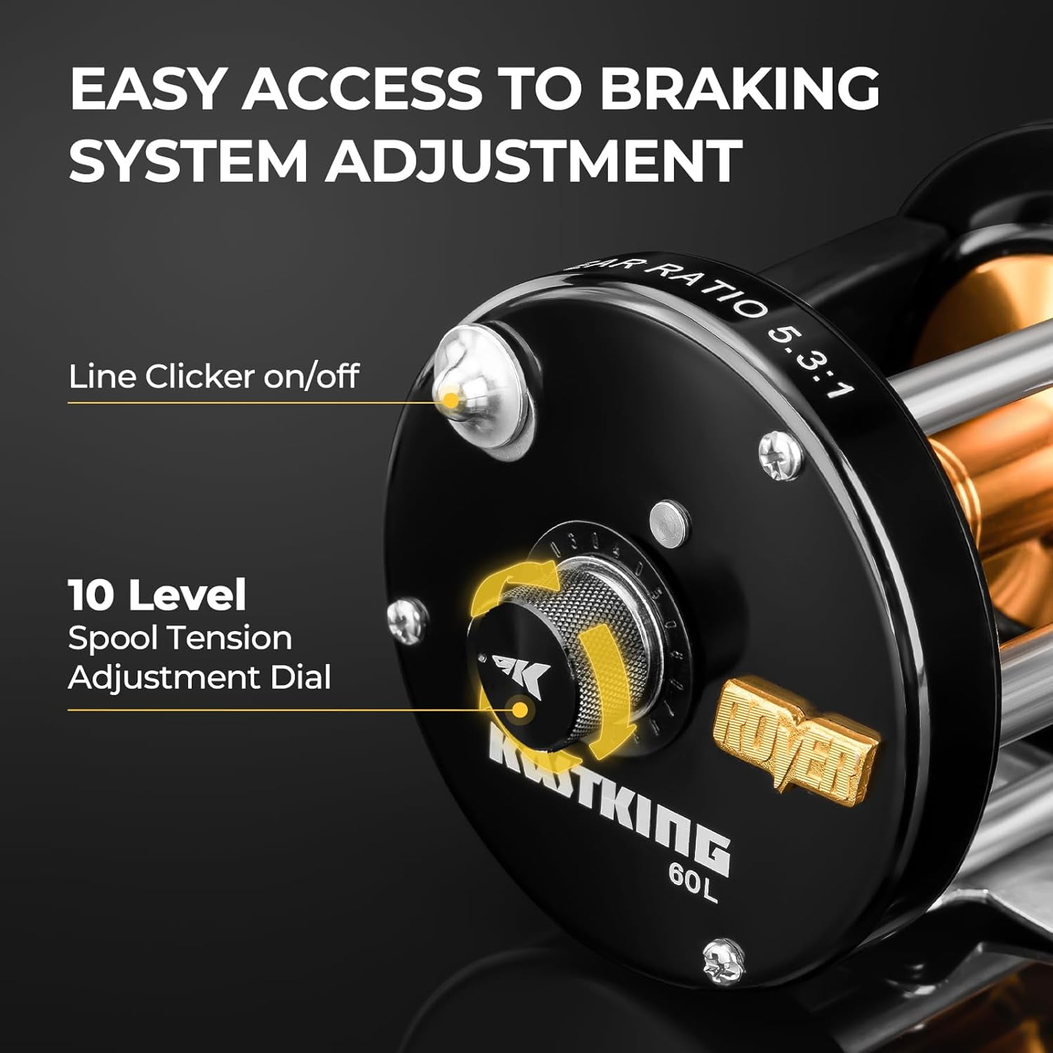 KastKing Right Round Baitcasting Fishing Reel,Salmon/Steelhead- Rover-6000