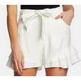 thumbnail image 3 of Womens Tiered Ruffle Belted Shorts Soft Ecru 8, 3 of 3