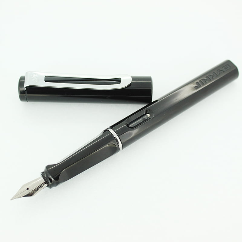 Jinhao 599-A Medium Nib Fountain Pen Stift Silber Trim Farbe I8B4 w/ Schwar K3E6 