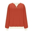 thumbnail image 4 of Women's Fashion No-Cap V-Neck Solid Color Long Sleeve Sweatshirt, 4 of 7