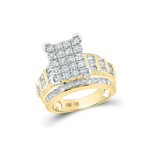 10kt Yellow Gold Round Diamond Cluster Bridal Wedding Engagement Ring 2 Cttw