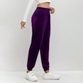 thumbnail image 5 of Lenpel Women's Velour Joggers Soft Casual Elastic High Waisted Tapered Velvet Sweatpants Comfy Lounge Pants with Pockets(Purple,Large), 5 of 6