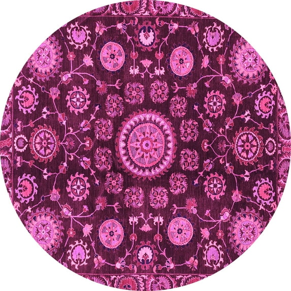Ahgly Company Indoor Round Oriental Pink Traditional Area Rugs, 5' Round
