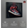 thumbnail image 2 of Black And Red Hanging Sneaker Canvas Wall Art by Notoriart, Gallery Wrapped, 20" x 20", 2 of 7