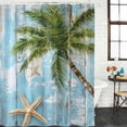 thumbnail image 2 of Coastal Beach Blue Bathroom Shower Curtains with 12 Hooks Polyester Waterproof Shower Curtain for Stalls and Bathtubs Tropical Coconut Tree Vintage Wood Grain Decorative Bathroom Curtain 36x78 Inches, 2 of 8
