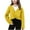 Yellow, variant on ShomPort Crop Tops for Girls V-Neck Long Sleeve Fleece Lined Twist Front Cotton Lightweight Wrap Tops Comfy Pullover Sweater
