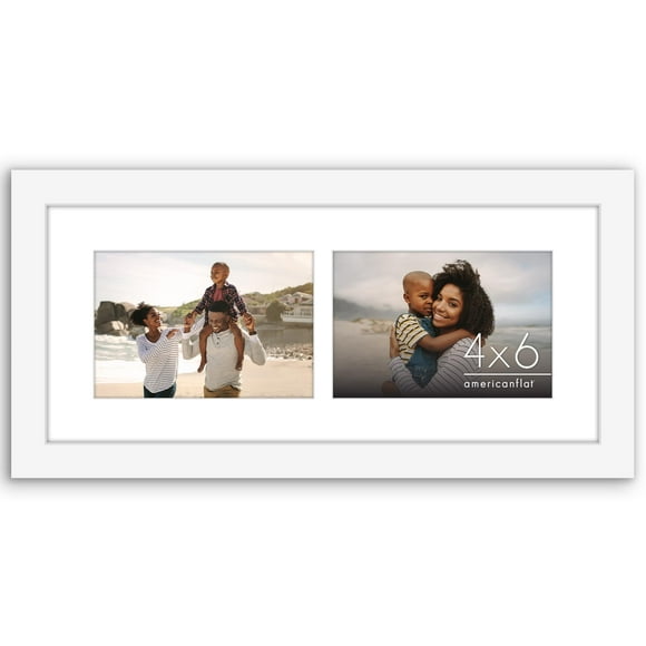 Americanflat 6x14 Collage Picture Frame with Shatter-Resistant Glass - Fits Two 4x6 Photos or One 6x14 Photo - Gallery Wall Frame Set - Signature Collection - Photo Frame for Wall or Tabletop - White