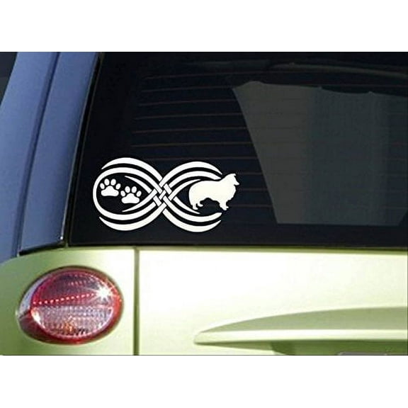 Tribal Sheltie Infinity sticker *I802* 8.5 inch wide decal shetland sheepdog