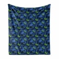 thumbnail image 1 of Nature Soft Flannel Fleece Throw Blanket, Jungle Rainforest Plants with Butterfly and Fern Leaves, Cozy Plush for Indoor and Outdoor Use, 50" x 70", Shamrock Green Royal Blue, by Ambesonne, 1 of 6